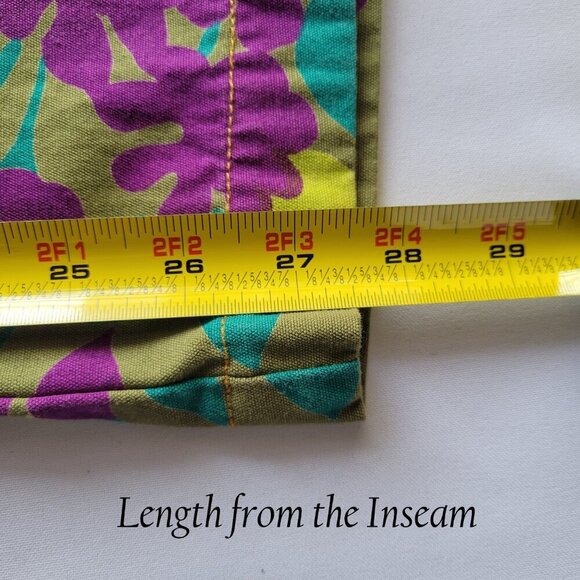 Green Paisley 70’s Style Wide Leg Green Flower Pants (Size: 42 Equal to a 10-12) - Picture 8 of 14